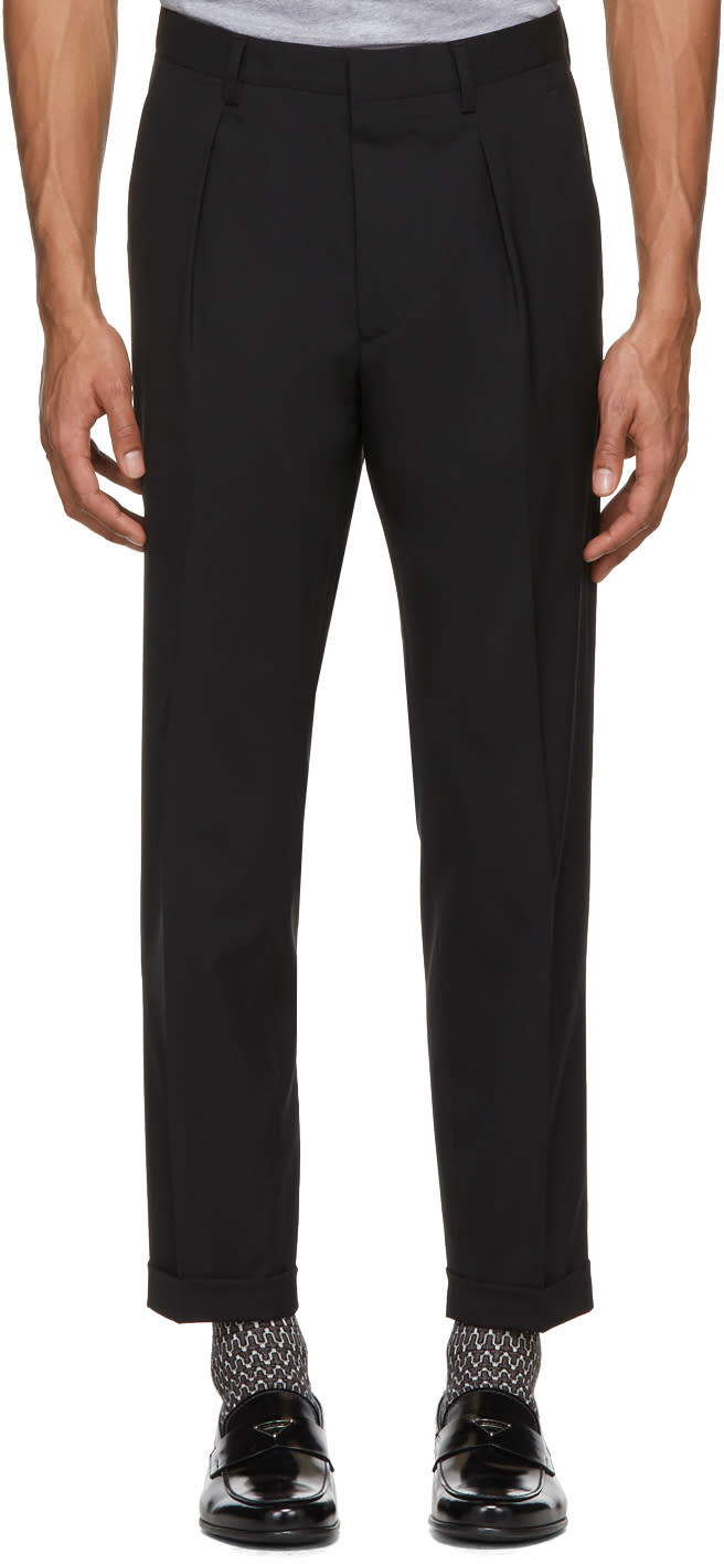 Prada Black Wool Baggy Trousers