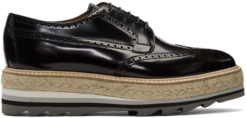 Prada Black Fume Espadrille Brogues