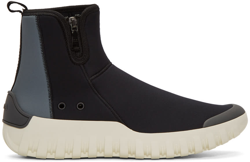 Prada Black and Grey Neoprene Frog Sock High-top Sneakers