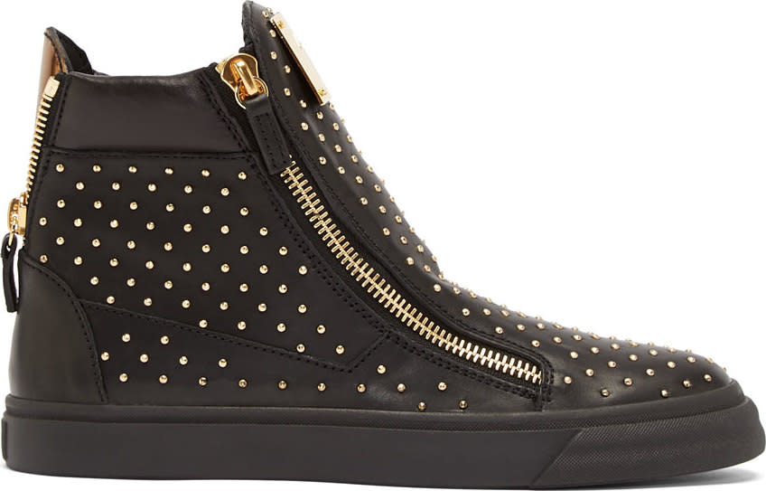 Giuseppe Zanotti Black Leather Mini-stud Sneakers