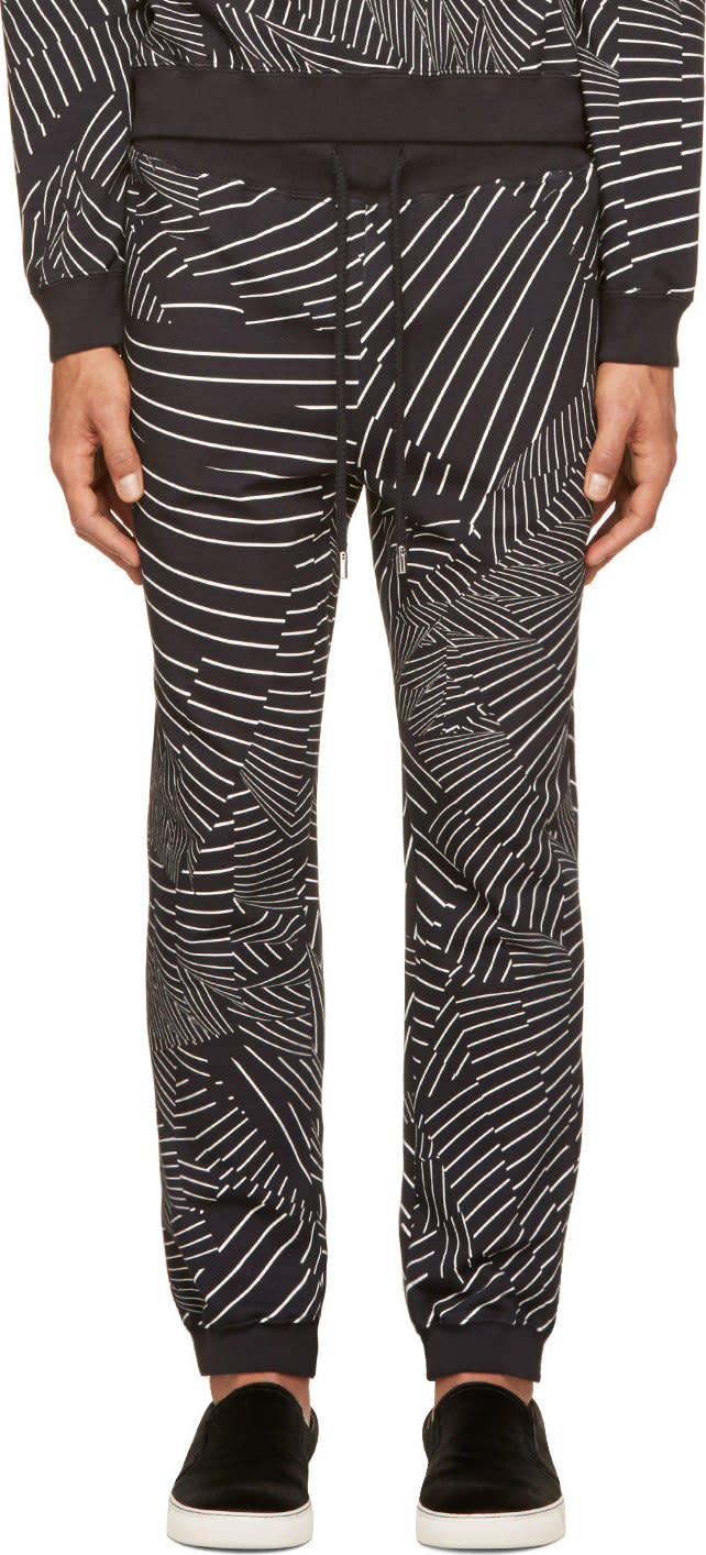 Christopher Kane Black and White Deconstructed Stripe Lounge Pants