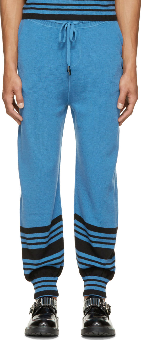 Jw Anderson Blue Merino Wool Striped Show Tracksuit Pants