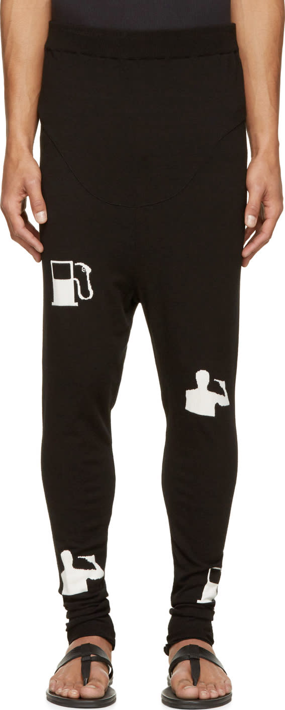Thamanyah Black and White Tech Knit Lounge Pants