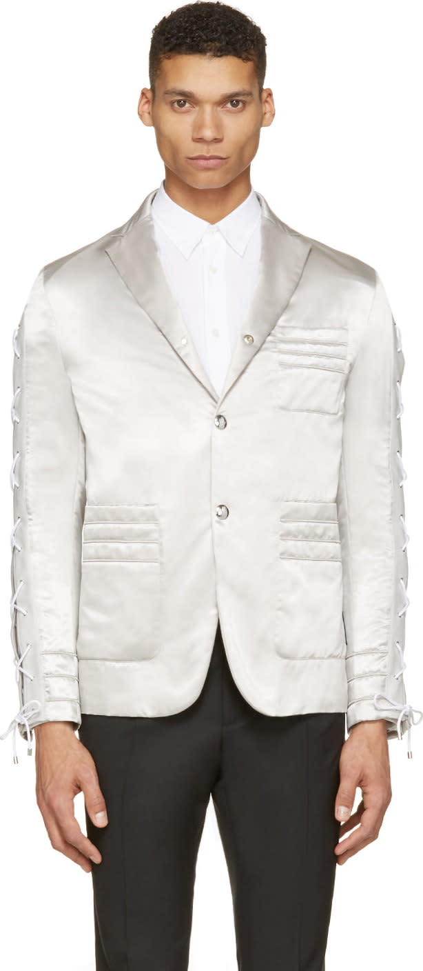 Moncler Gamme Bleu Grey Satin Boxing Blazer