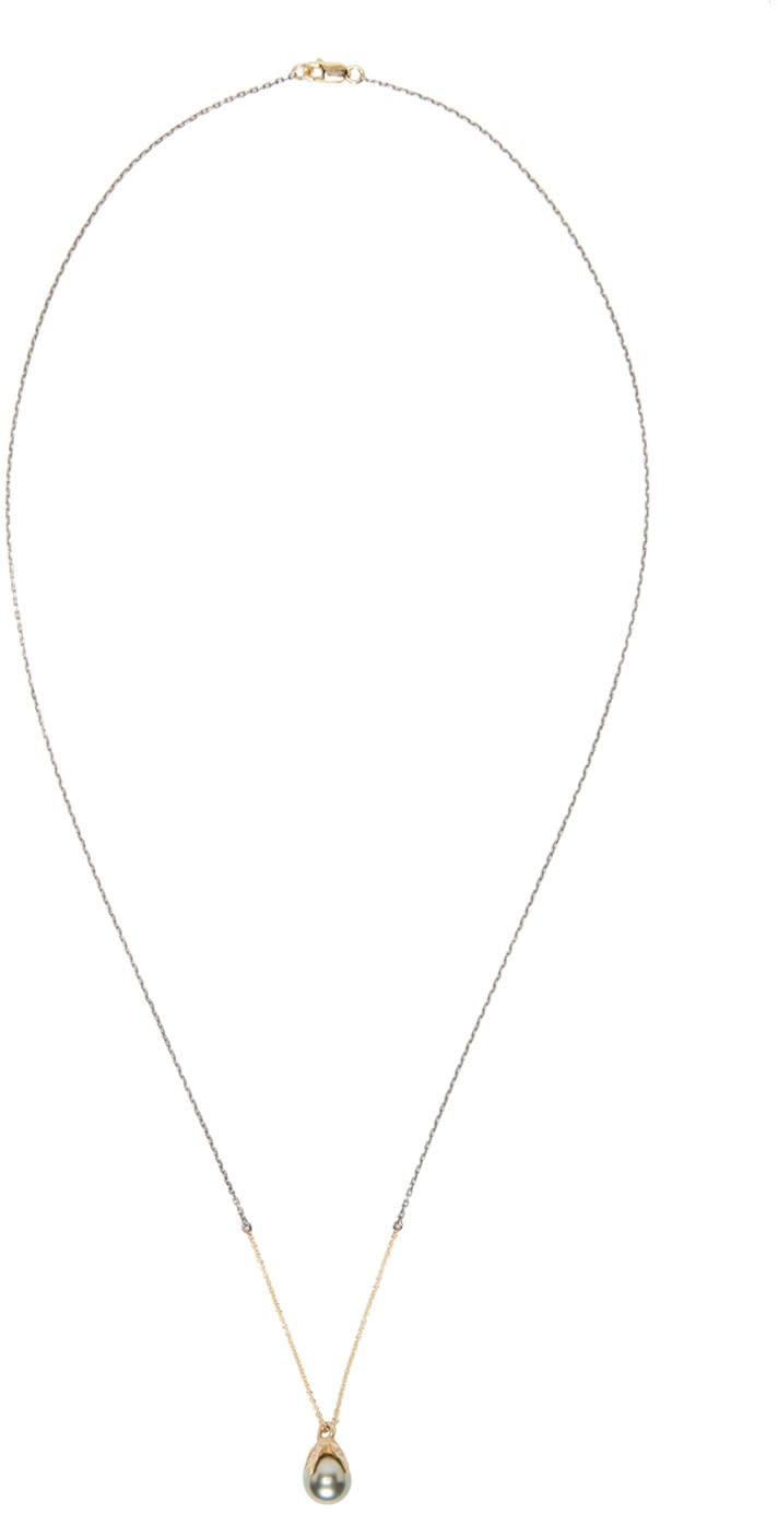 Pearls Before Swine Silver and Gold Clutching Pearl Necklace