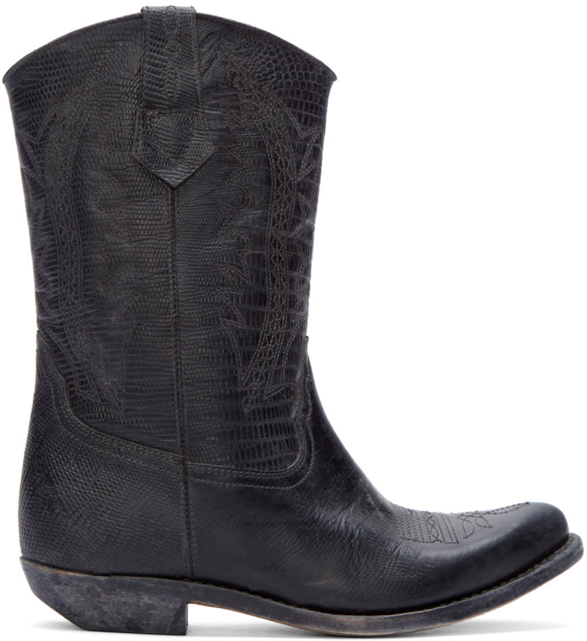 Golden Goose Black Leather Victoria Cowboy Boots