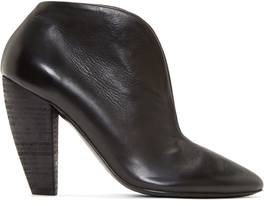 Marsell Black Leather Cleavage Ankle Boots