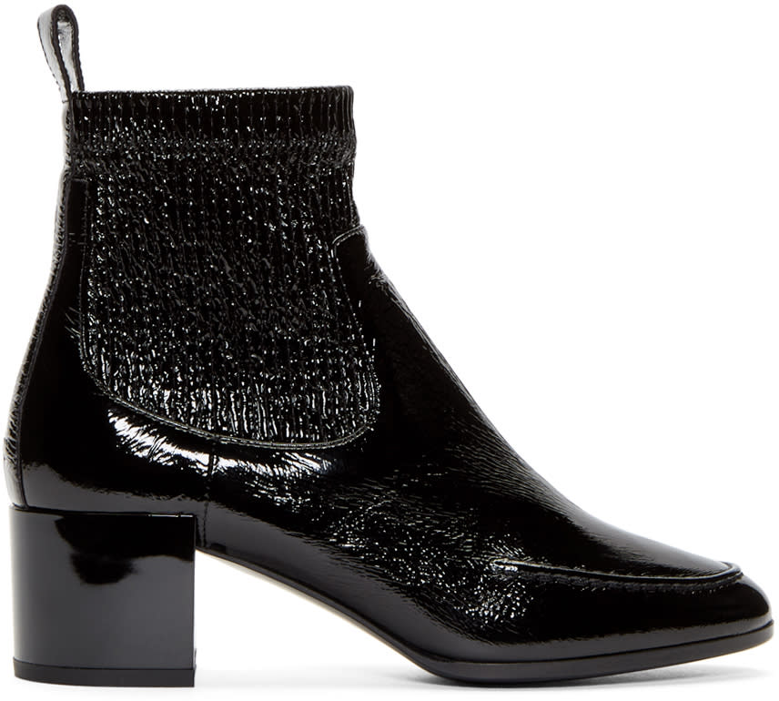 Pierre Hardy Black Patent Ace Ankle Boots