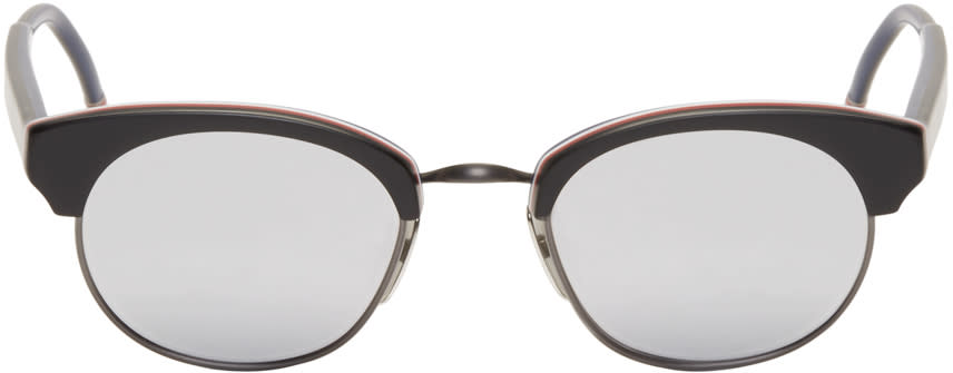 Thom Browne Black and Silver Round Sunglasses