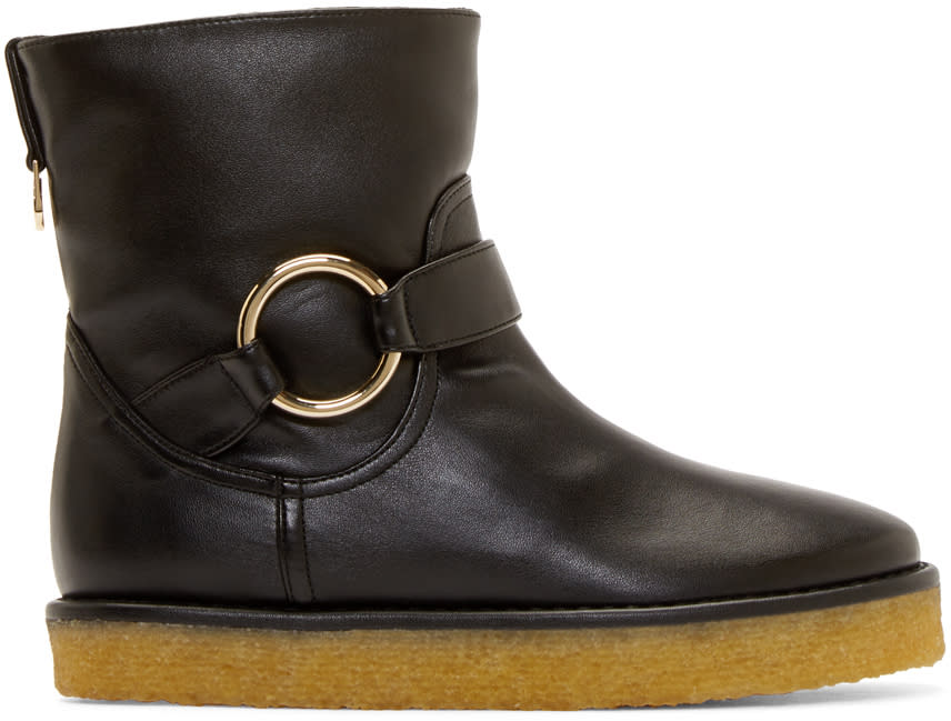 Stella Mccartney Black Crepe Rubber Ankle Boots