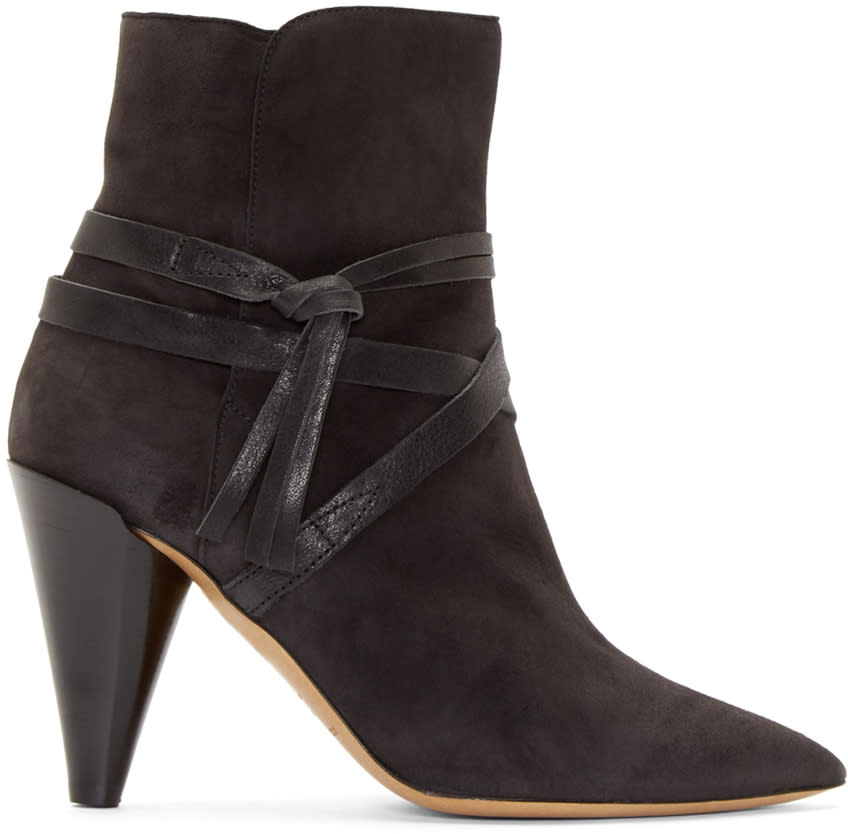 Isabel Marant Charcoal Suede Strapped Nerys Boots