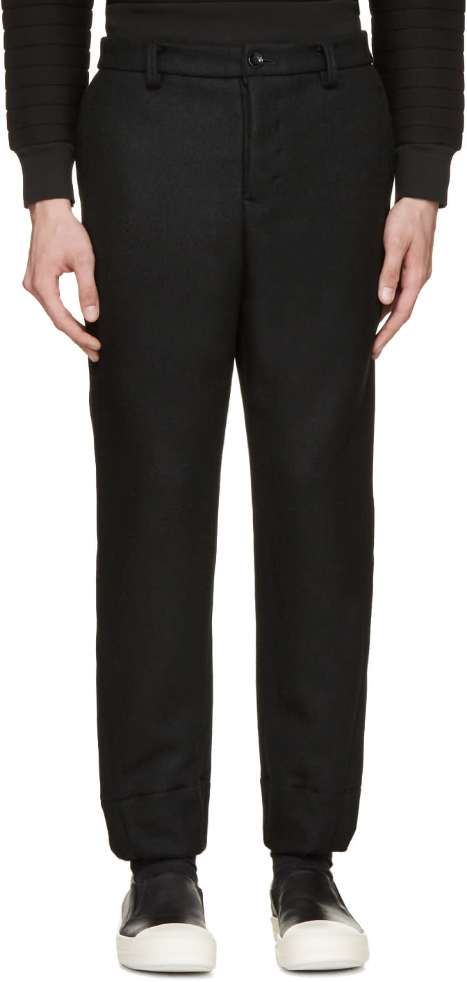Diet Butcher Slim Skin Black Felted Wool Trousers