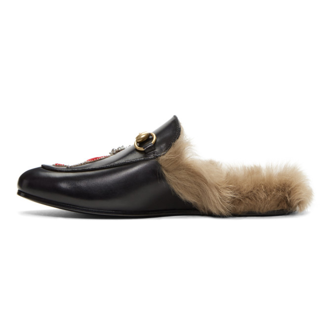 Black Lion & Pierced Heart Princetown Slip-On Loafers展示图