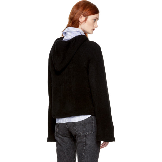 Black Cropped Cashmere Hoodie展示图