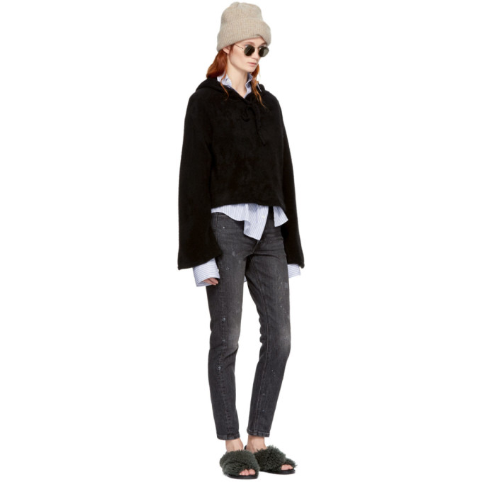 Black Cropped Cashmere Hoodie展示图