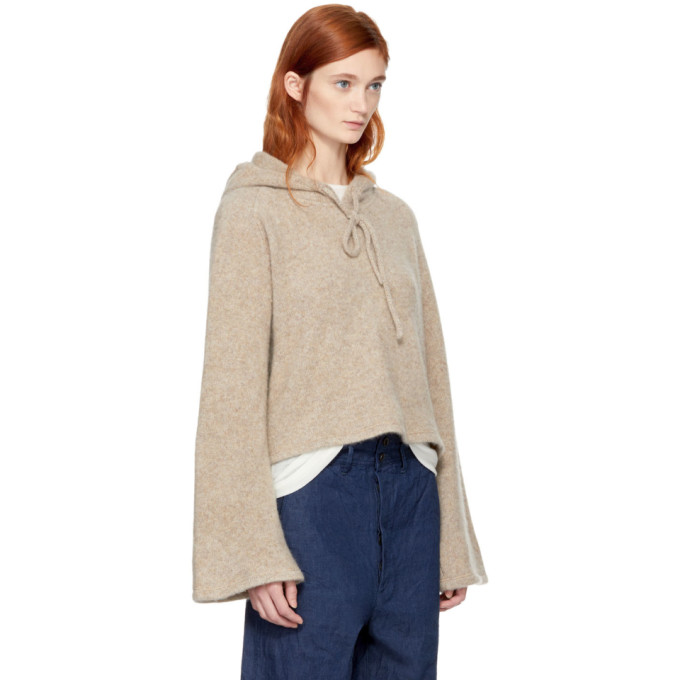 Beige Cropped Cashmere Hoodie展示图