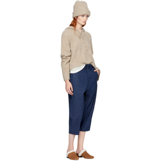 Beige Cropped Cashmere Hoodie展示图