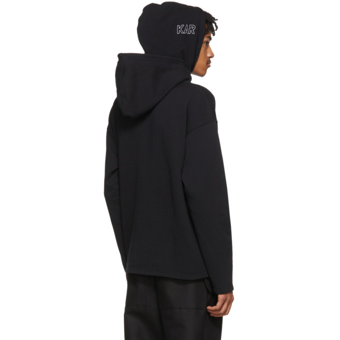 Black Double Hood 'Kar' Hoodie展示图