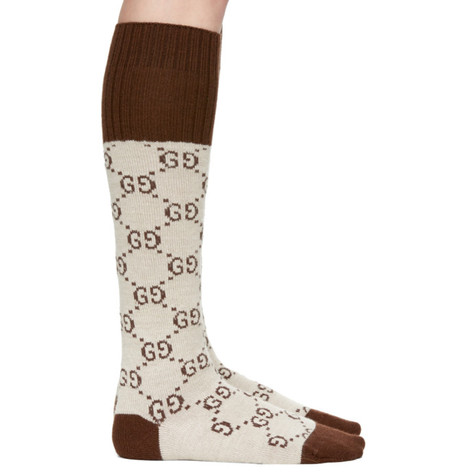 Beige Knee-High GG Socks展示图