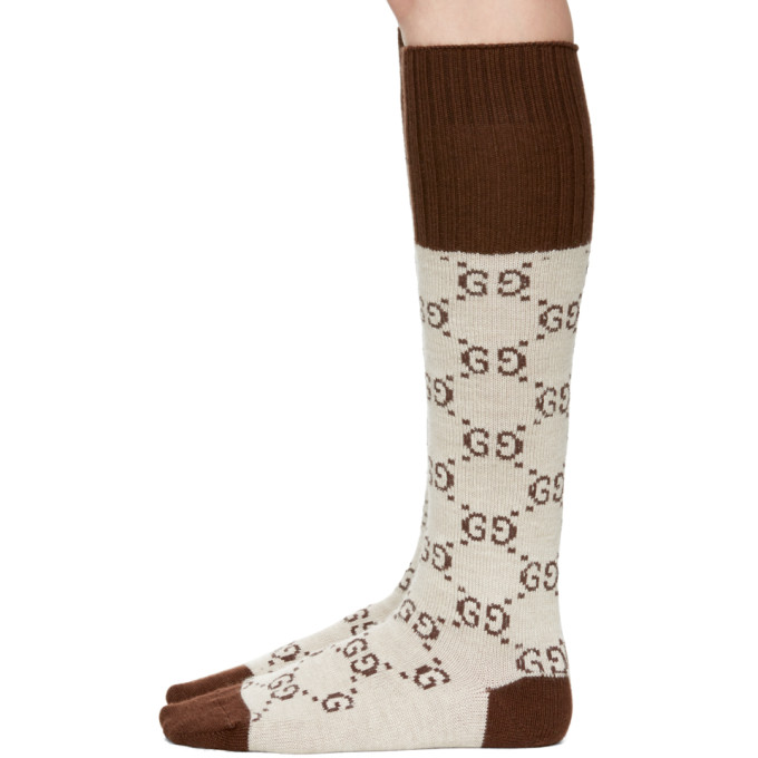 Beige Knee-High GG Socks展示图