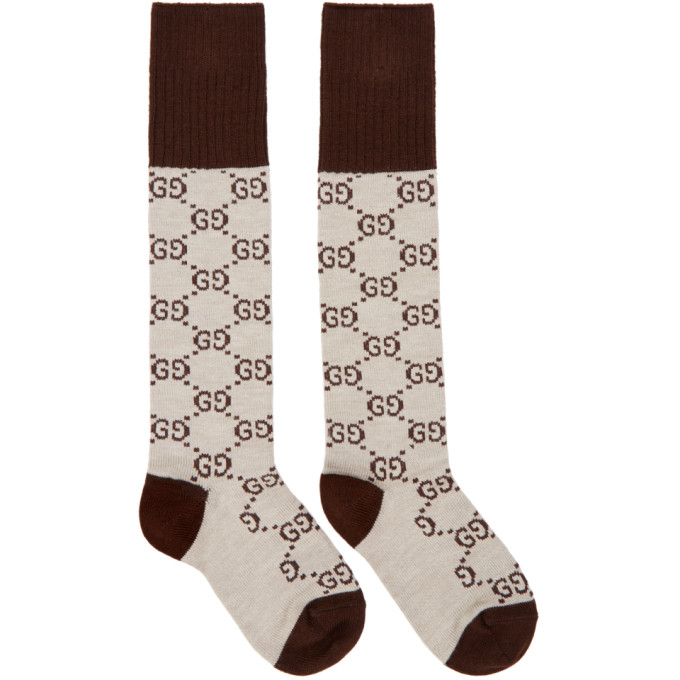 Beige Knee-High GG Socks展示图