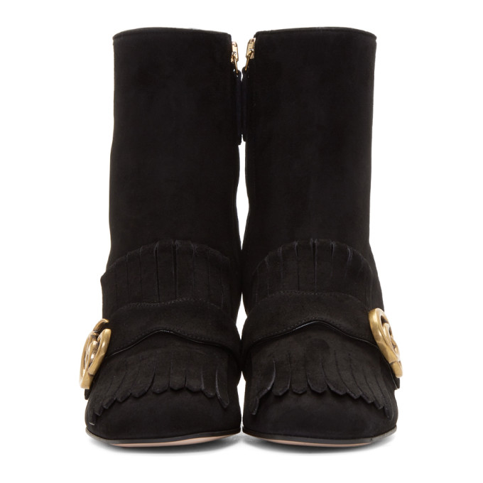 Black Suede GG Marmont Boots展示图