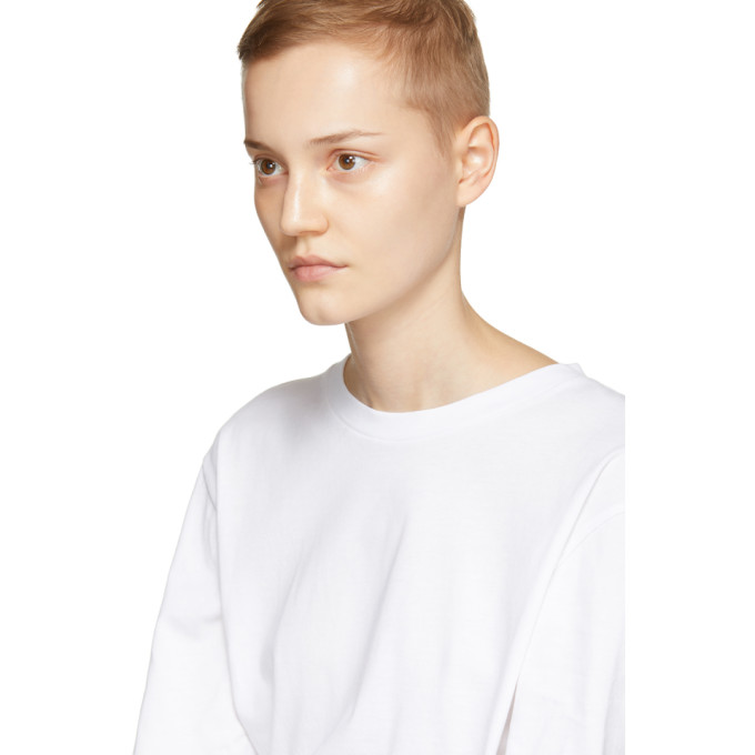 White Long Sleeve Ruffled Cuff T-Shirt展示图