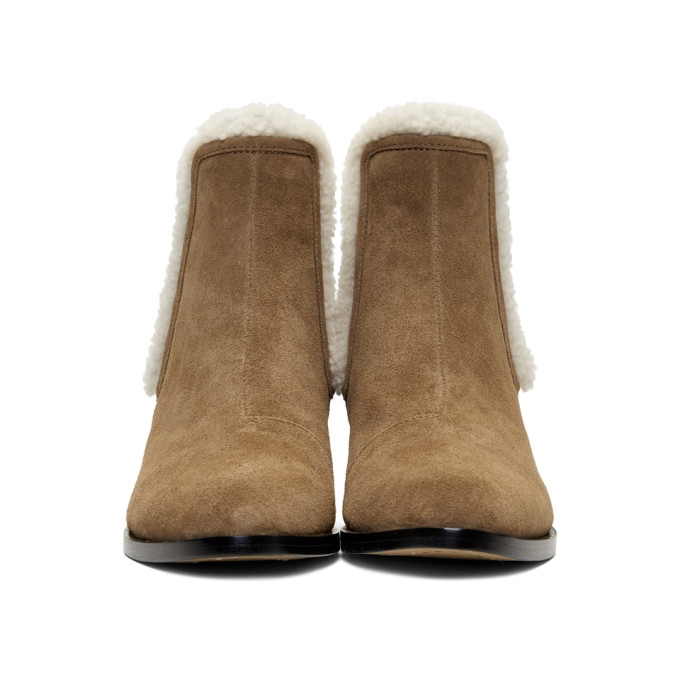 Tan Suede & Shearling Walker Boots展示图