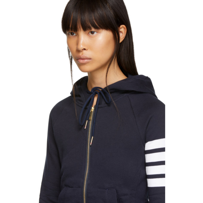 Navy Classic Four Bar Full Zip Hoodie展示图