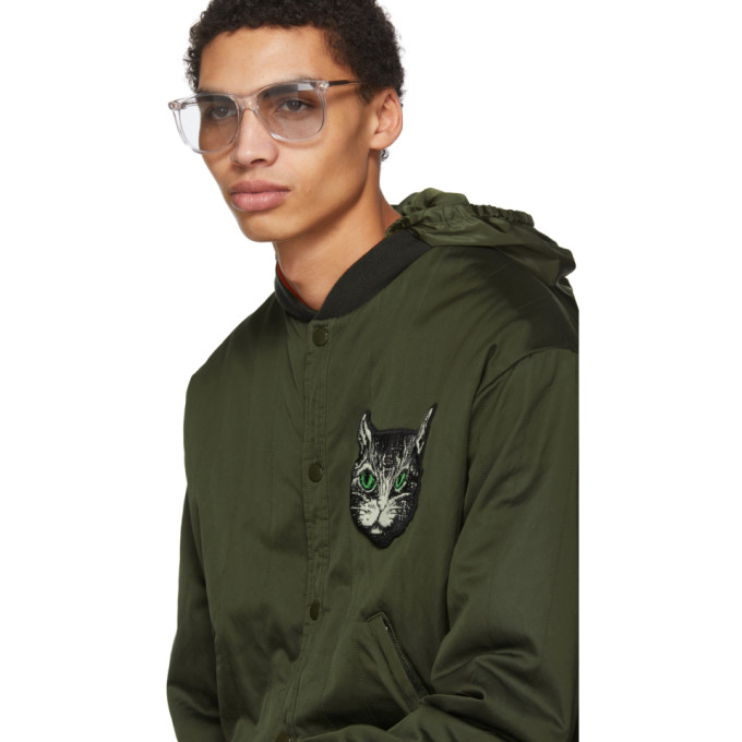 Reversible Green Cat Bomber Jacket展示图