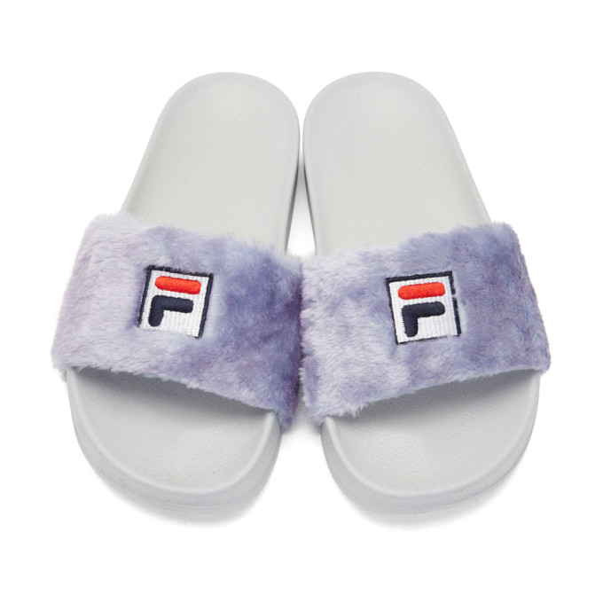 Purple & Grey Fila Edition Shearling Drifter Slides展示图