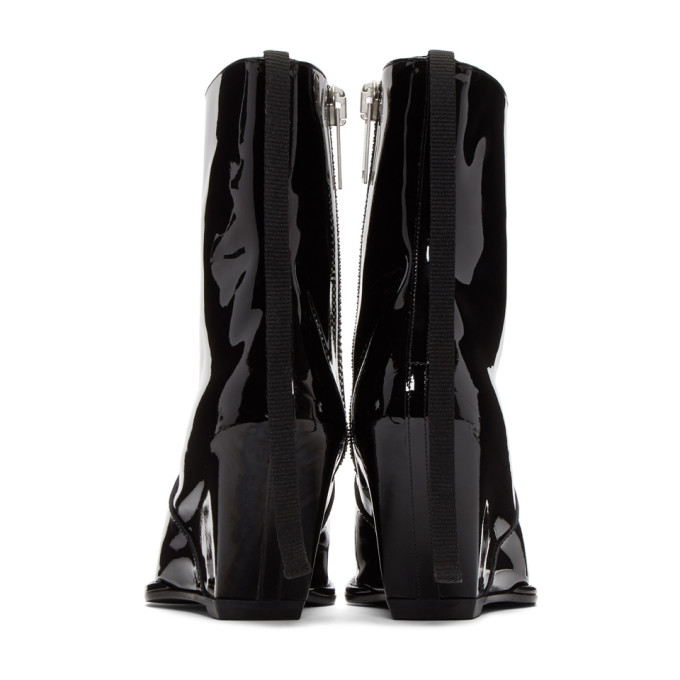 Black Latex Low Wedge Boots展示图