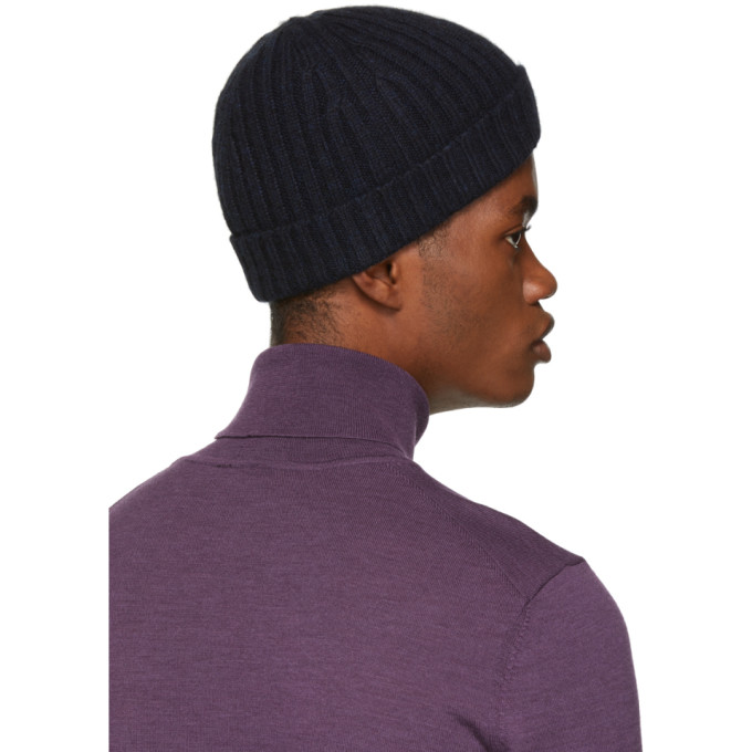 Navy Cashmere Eraffaelo Beanie展示图