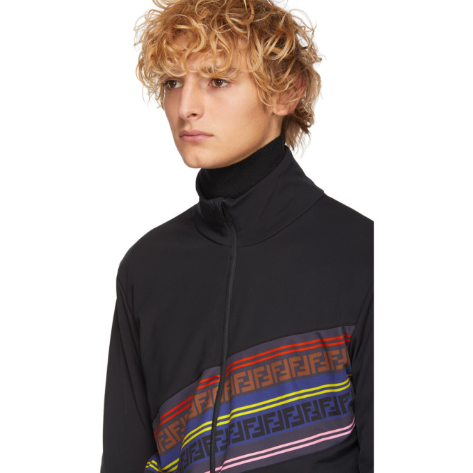 Black Striped 'Forever Fendi' Zip-Up Sweater展示图