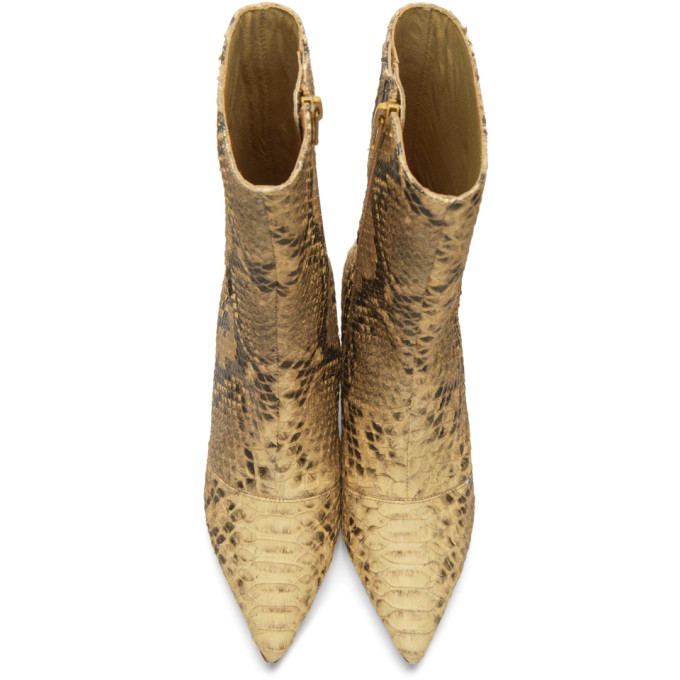 Tan Faux-Python Leather Boots展示图