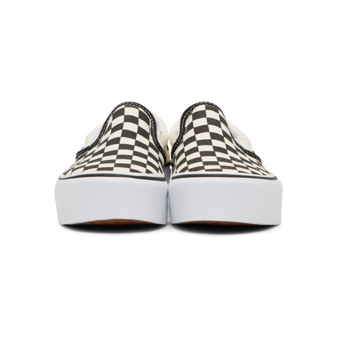 Off-White & Black Checkerboard Classic Slip-On Platform Sneakers展示图