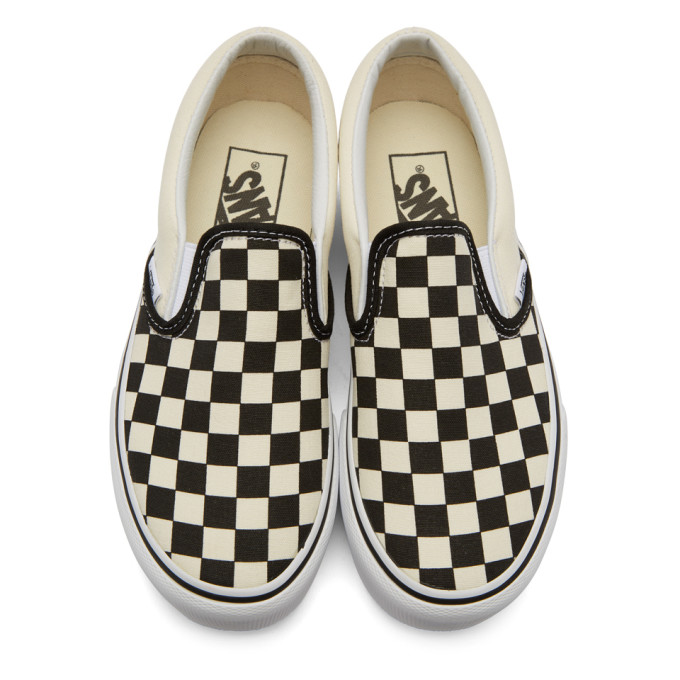 Off-White & Black Checkerboard Classic Slip-On Platform Sneakers展示图