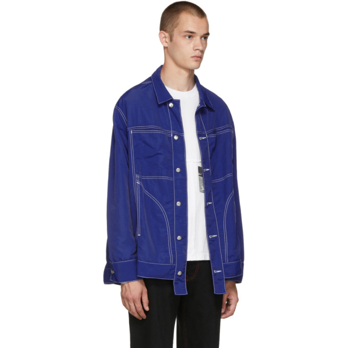 SSENSE Exclusive Blue Nylon Jacket展示图