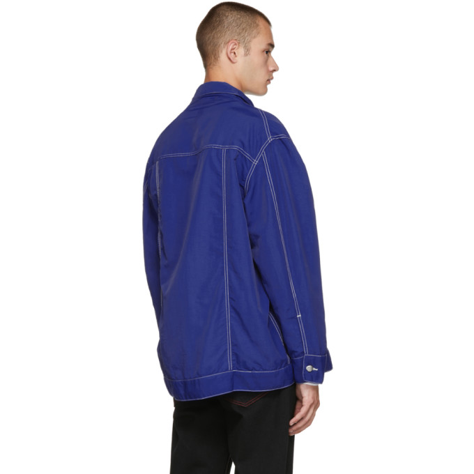 SSENSE Exclusive Blue Nylon Jacket展示图