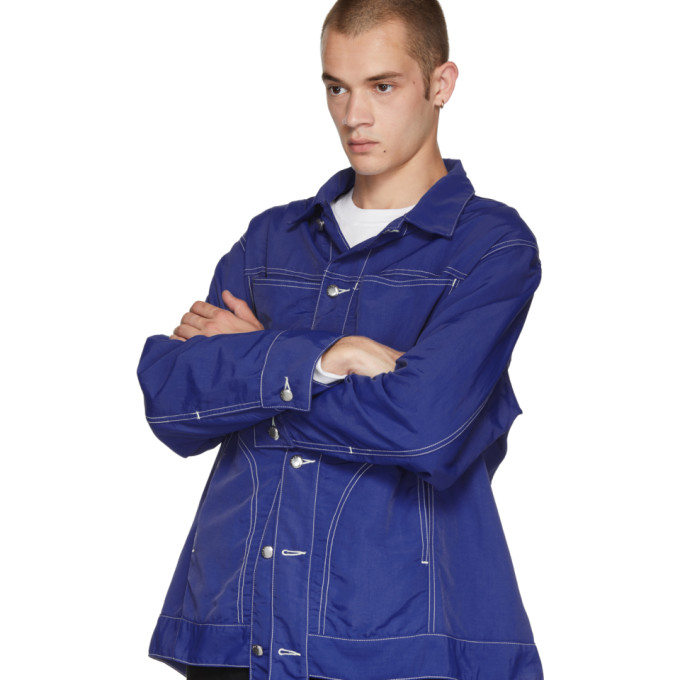 SSENSE Exclusive Blue Nylon Jacket展示图