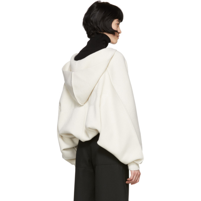 White Cashmere Knit Chunky Hoodie展示图