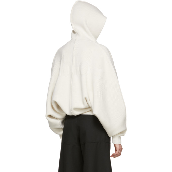 White Cashmere Knit Chunky Hoodie展示图