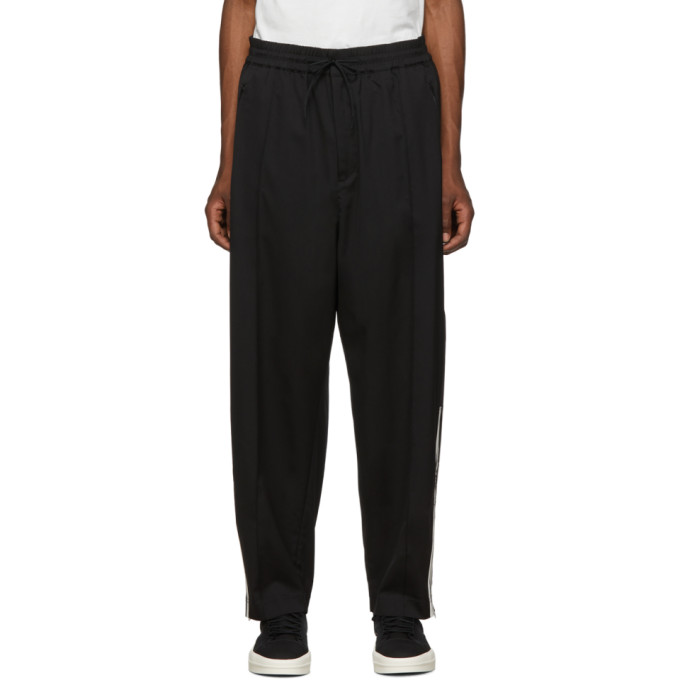 Y-3 Black Wool Stripes Lounge Pants In Black/Ecru/ | ModeSens