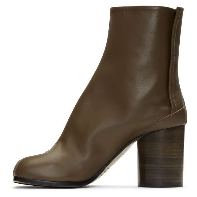 Maison Margiela 80Mm Tabi Leather Ankle Boots In T7229 Rifle Green ...