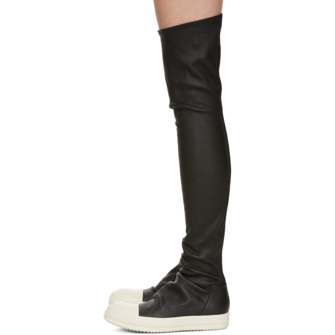 Rick Owens Thigh-High Leather Stocking Sneakers In Black | ModeSens