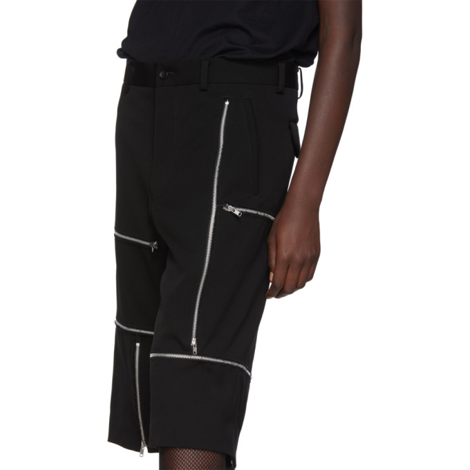 黑色拉链羊毛驼丝锦短裤