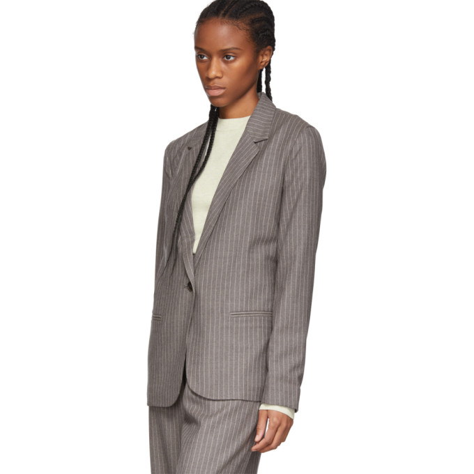 grey pinstripe blazer