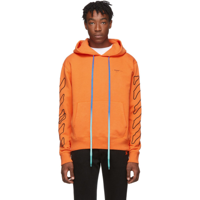 Men's Abstract Arrows Double zip Hoodie Sweatshirt In Orange Men's Abstract Arrows Double zip Hoodie Sweatshirt In Orange