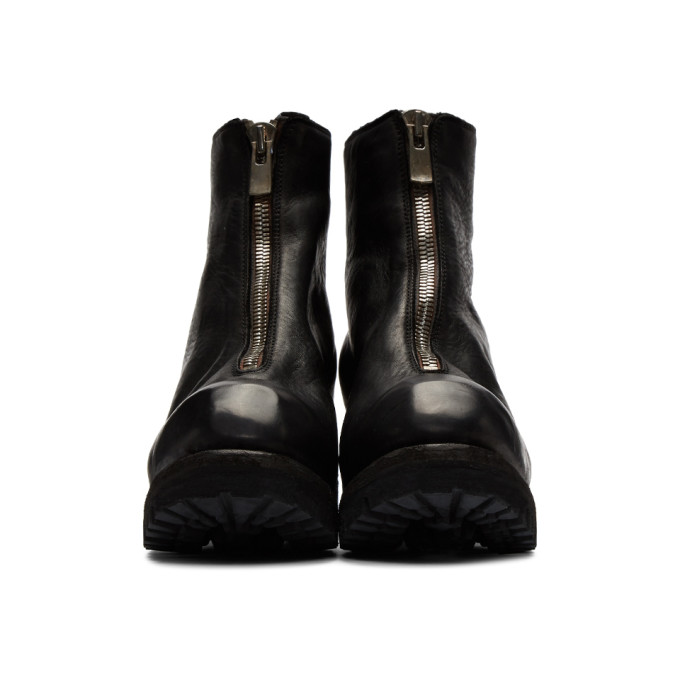 黑色正面拉链踝靴