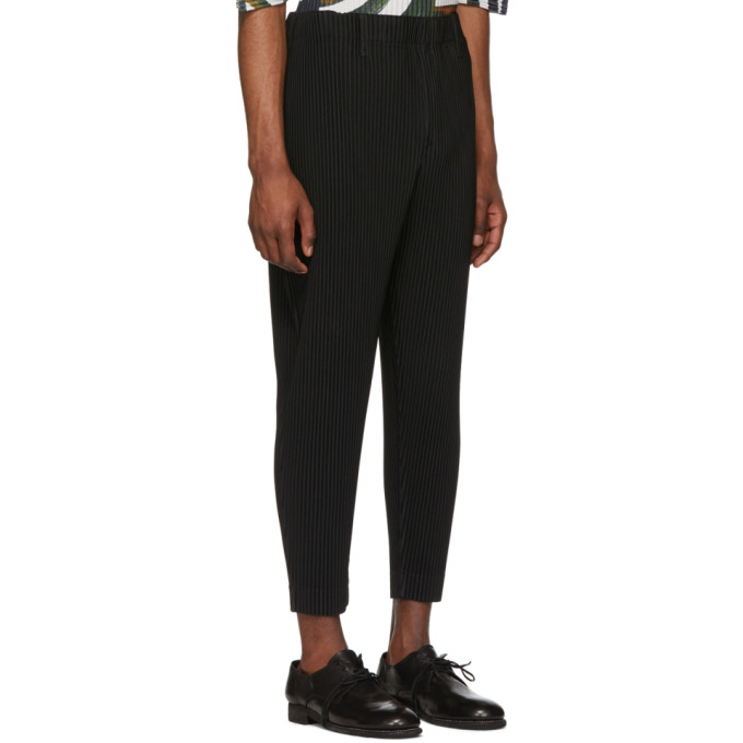 Homme Plisse Issey Miyake Black Tapered Cropped Trousers | ModeSens